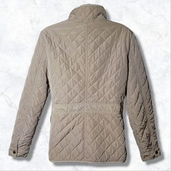 British Khaki Quilted Plaid Lined Zip/Button Outdoor Jacket - Picture 4 of 11